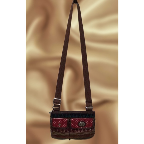 Fossil Key-Per Boho Crossbody/Shoulder Bag, Brown & Red - Picture 7 of 12